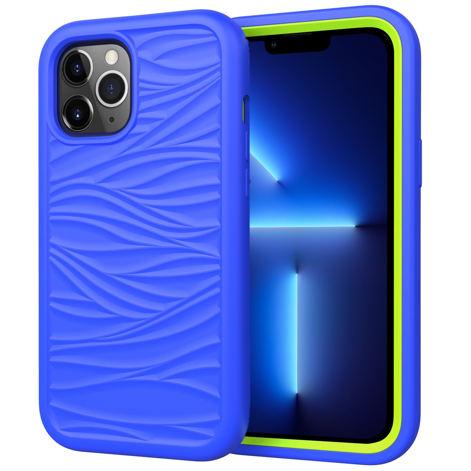 Telefoncover til iPhone 13 Pro Max 6,7 tommer aftageligt 2-i-1 PC+Silicone Anti-Slip Wave Texture Cover Telefoncover til iPhone 13 Pro Max 6,7 tommer aftageligt 2-i-1 PC+Silicone Anti-Slip Wave Texture Cover
